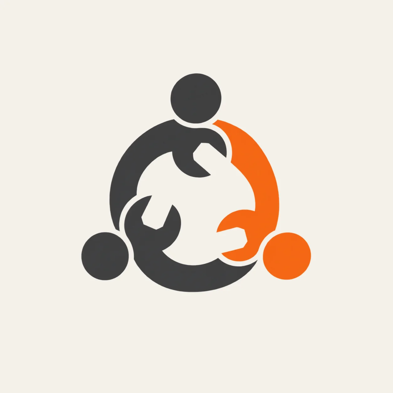 a community repair workshop; joined tool-like arcs; resourceful trust