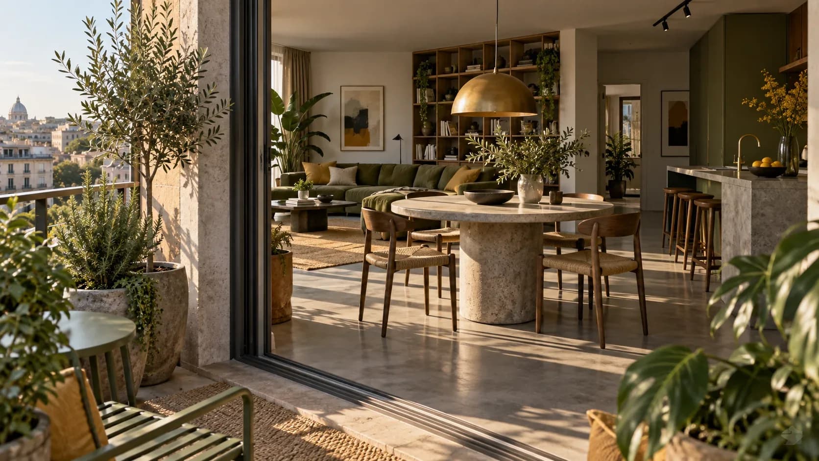 Modern desert home seen from a shaded courtyard threshold