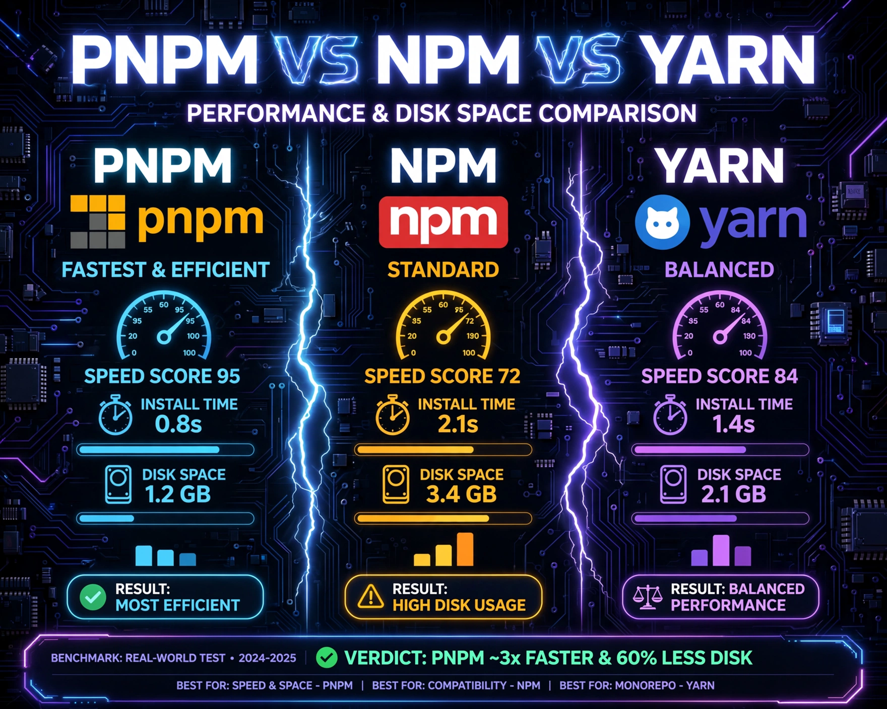 PNPM vs NPM vs Yarn: Performance and Disk Space Comparison — 7-Benchmark Analysis Reveals the Winner